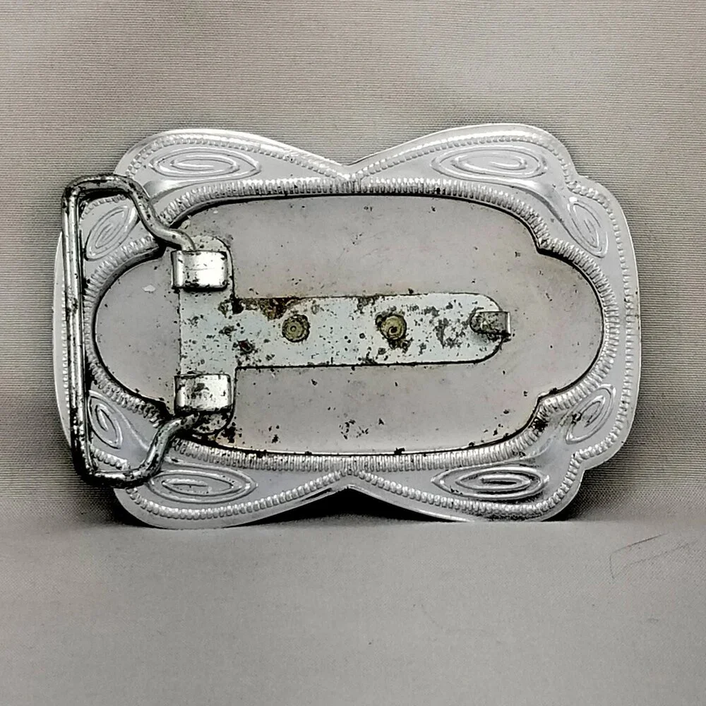 Vintage Belt Buckle Western Horseshoe Over Horse Head‎ Cowboy Cowgirl Filigree